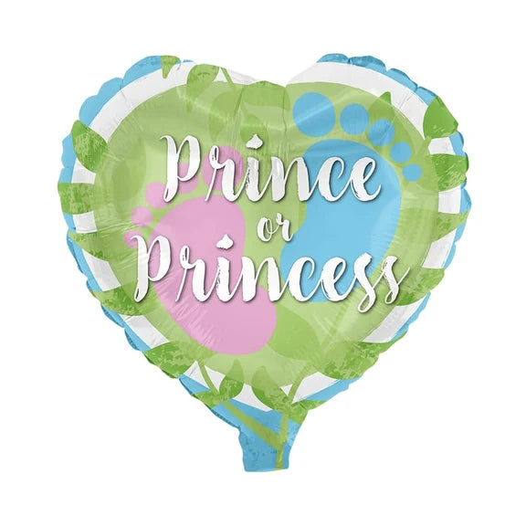 Sukupuolen paljastustilaisuuden heliumilmapallo, vihreä sydän, Price tai Princess, tyhjä, 78 cm