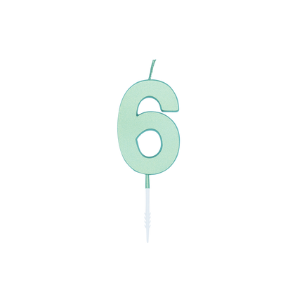 6-vuotissyntymäpäiväkynttilä, mintunvihreä, pastelli, 4,5 cm
