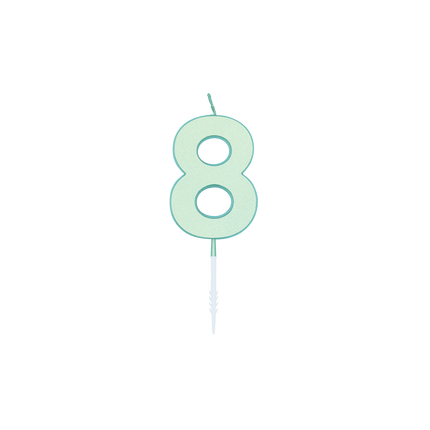 8-vuotissyntymäpäiväkynttilä, mintunvihreä, pastelli, 4,5 cm