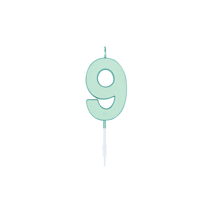 9-vuotissyntymäpäiväkynttilä, mintunvihreä, pastelli, 4,5 cm