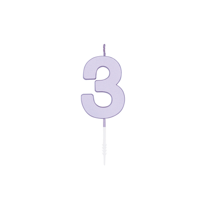 3-vuotissyntymäpäiväkynttilä, lila, 4,5 cm