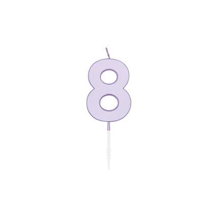 8 kynttilää, lila pastelli, 4,5 cm