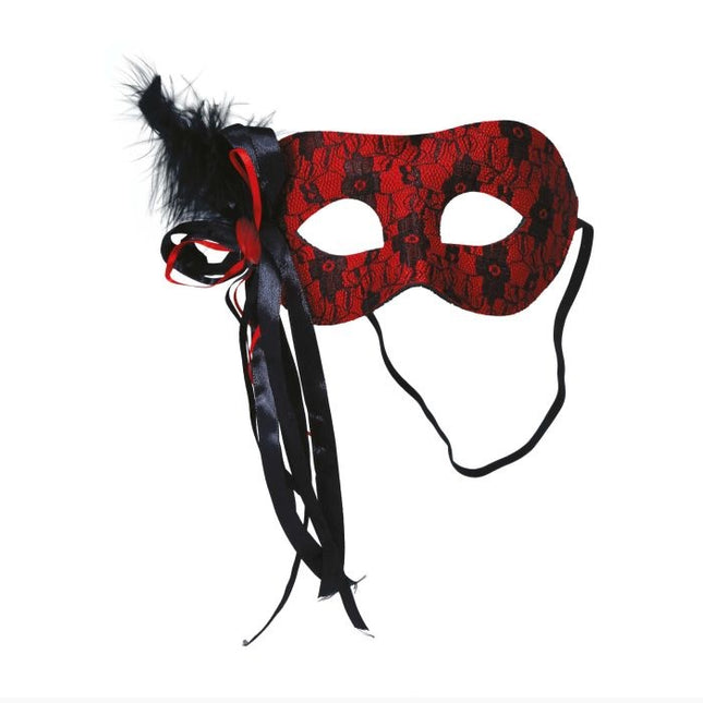 Musta punainen silmä naamio Feather