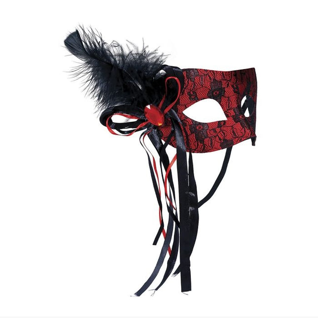 Musta punainen silmä naamio Feather