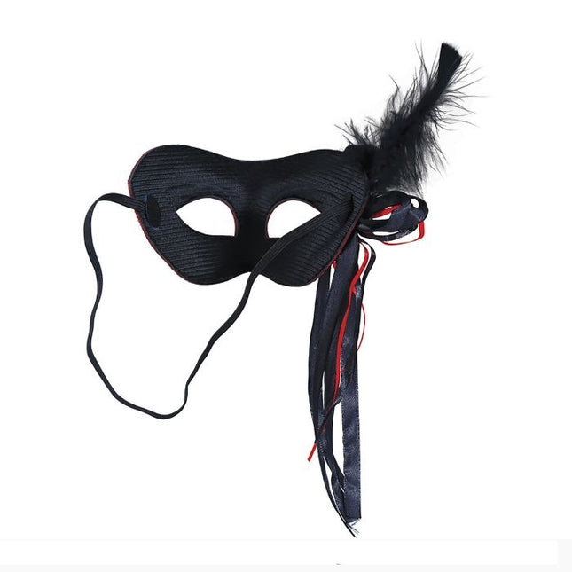 Musta punainen silmä naamio Feather