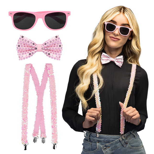 Sarja paljetteja vaaleanpunainen