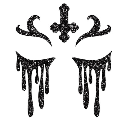 Halloween kasvot tarrat ei glitter 20cm