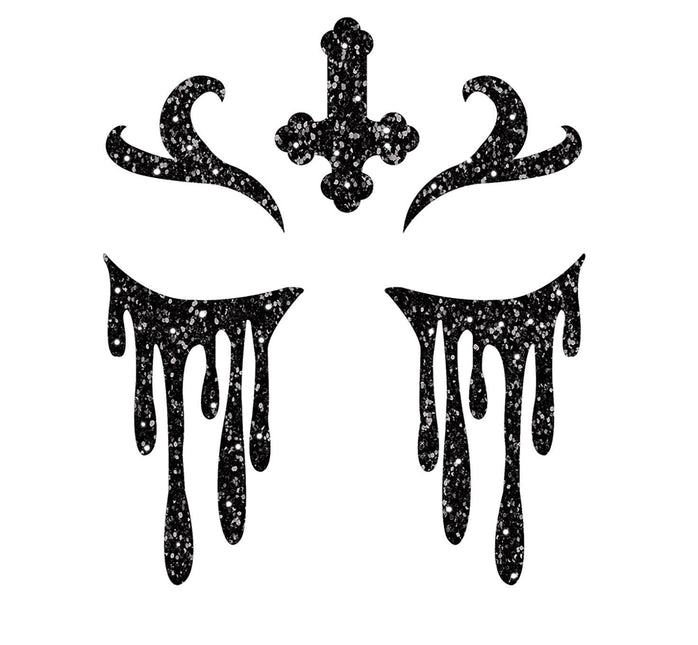 Halloween kasvot tarrat ei glitter 20cm