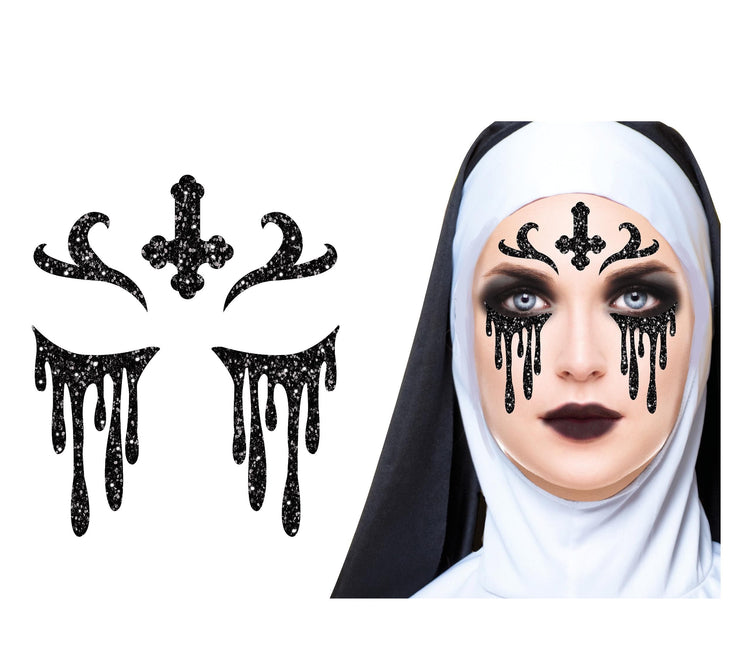 Halloween kasvot tarrat ei glitter 20cm