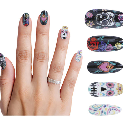 Dia De Los Muertos väärennetyt kynnet 10kpl