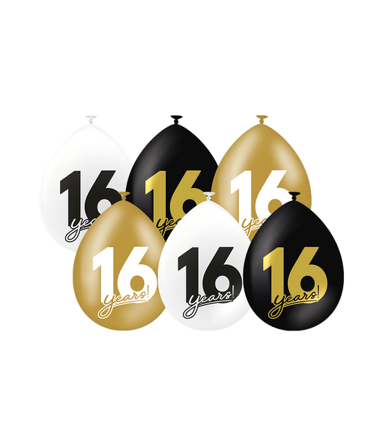 16 Jaar Ballonnen 30cm 6st van Paper Dreams koop je bij Partywinkel