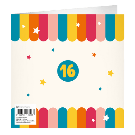 16 Jaar Wenskaart 23cm van Paper Dreams koop je bij Partywinkel