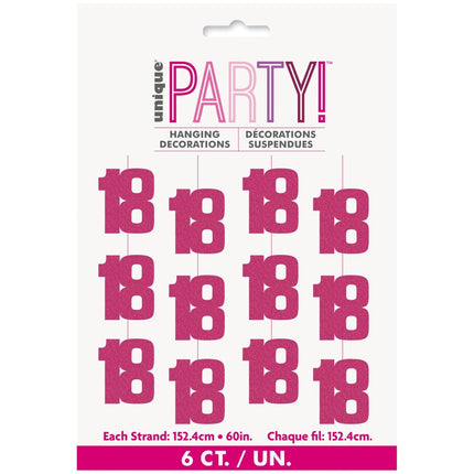 18 Jaar Hangdecoratie Roze 1,52m van Unique koop je bij Partywinkel
