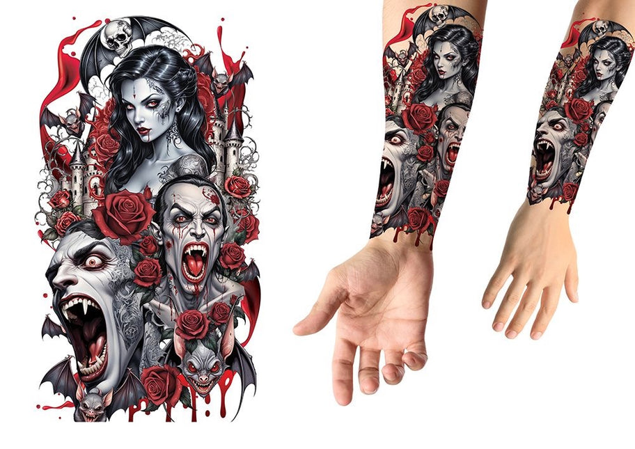Halloween-teemainen tekotatuointi: vampyyri, 14 cm