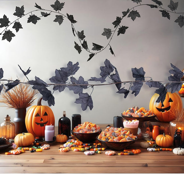 Halloween musta kukkaseppele lehtien 1.8m