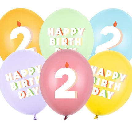 2 Jaar Ballonnen 30cm 6st van Partydeco koop je bij Partywinkel