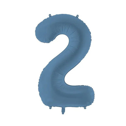 2 Jaar Cijfer Ballon Blauw Mat Leeg 86cm van Partydeco koop je bij Partywinkel