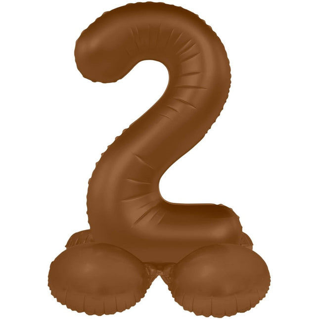 2 Jaar Cijfer Ballon Bruin Mat 72cm van Folat koop je bij Partywinkel