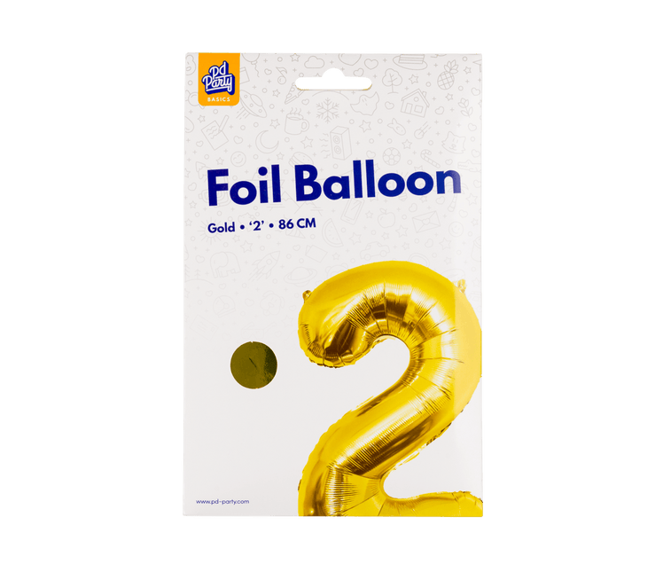 2 Jaar Cijfer Ballon Goud Leeg 86cm van Paper Dreams koop je bij Partywinkel