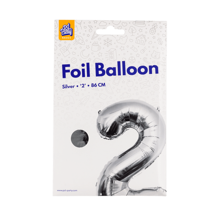 2 Jaar Cijfer Ballon Zilver Leeg 86cm van Paper Dreams koop je bij Partywinkel