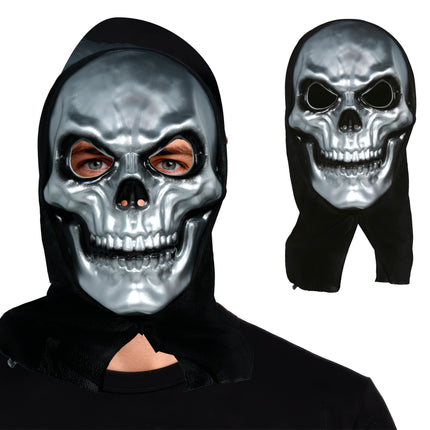 Halloween Masker Zilver Skelet Met Capuchon