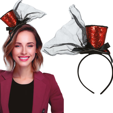 Hattu Bucket Hat Punainen Musta Glitter