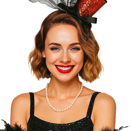 Hattu Bucket Hat Punainen Musta Glitter