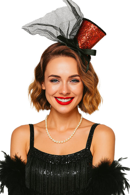 Hattu Bucket Hat Punainen Musta Glitter