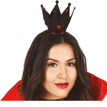 Musta hiusnauha kruunu timantteja