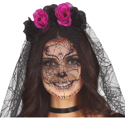 Violetti musta hiusnauha huntu