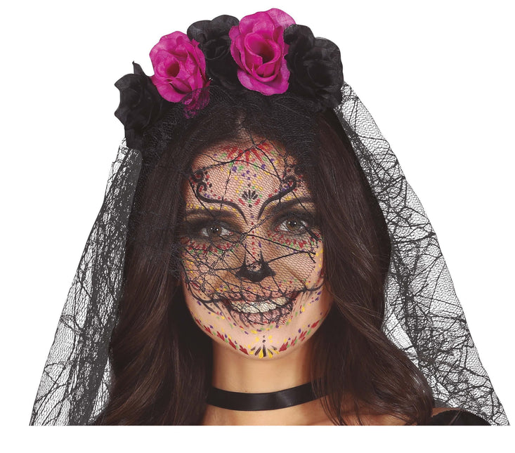 Violetti musta hiusnauha huntu