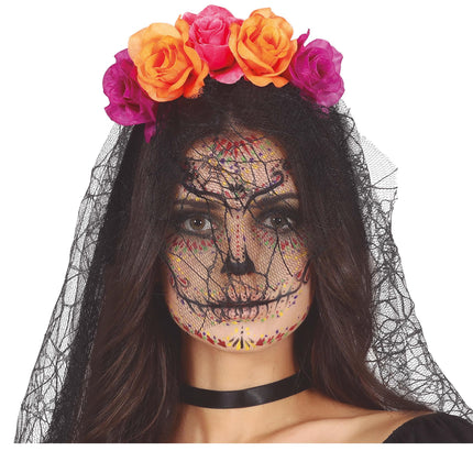 Violetti oranssi hiuspanta huntu