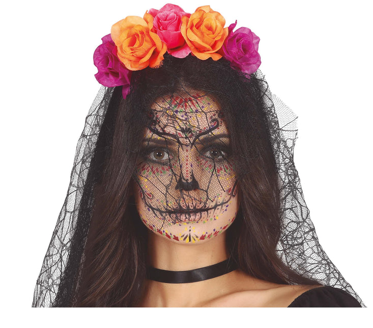 Violetti oranssi hiuspanta huntu