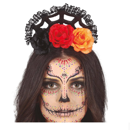 Oranssi punainen hiusnauha hunnun kanssa