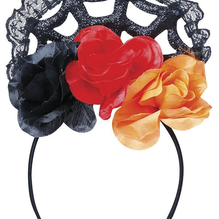 Oranssi punainen hiusnauha hunnun kanssa