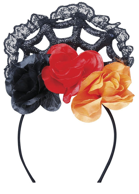 Oranssi punainen hiusnauha hunnun kanssa