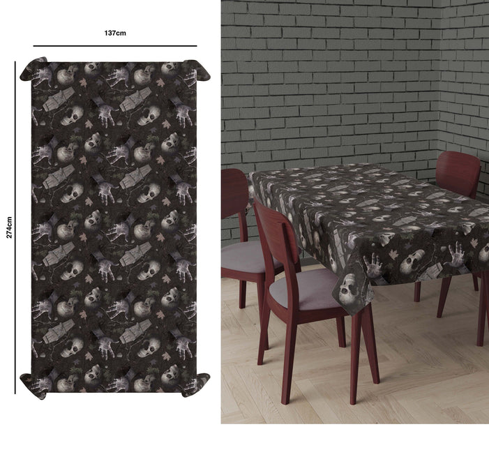 Halloween pöytäliina hautausmaa 2.74m