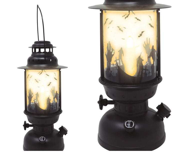 Musta Halloween lyhty valolla 30cm