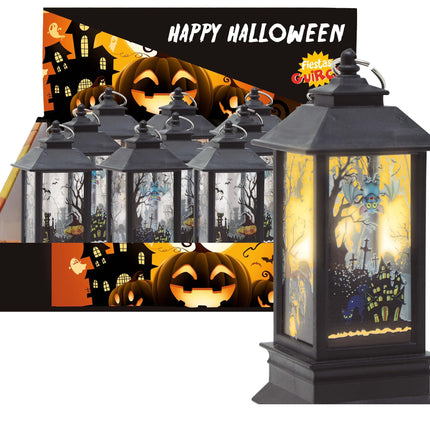 Musta Halloween lyhty valolla 12.5cm 12 kpl