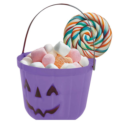 Violetti Halloween karkkia ämpäri kurpitsa 20cm