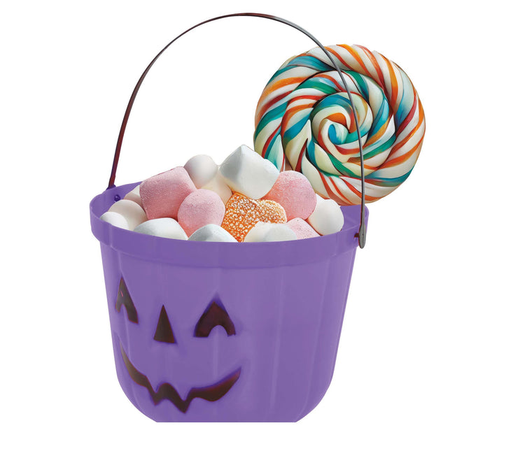 Violetti Halloween karkkia ämpäri kurpitsa 20cm