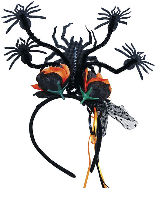 Halloween hiusnauha Hämähäkit ja kukat