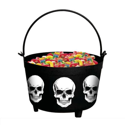 Musta Halloween Cauldron luurangot