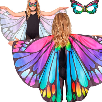 Violetti/vaaleanpunainen perhosen siivet ja silmänaamio