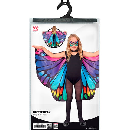 Violetti/vaaleanpunainen perhosen siivet ja silmänaamio