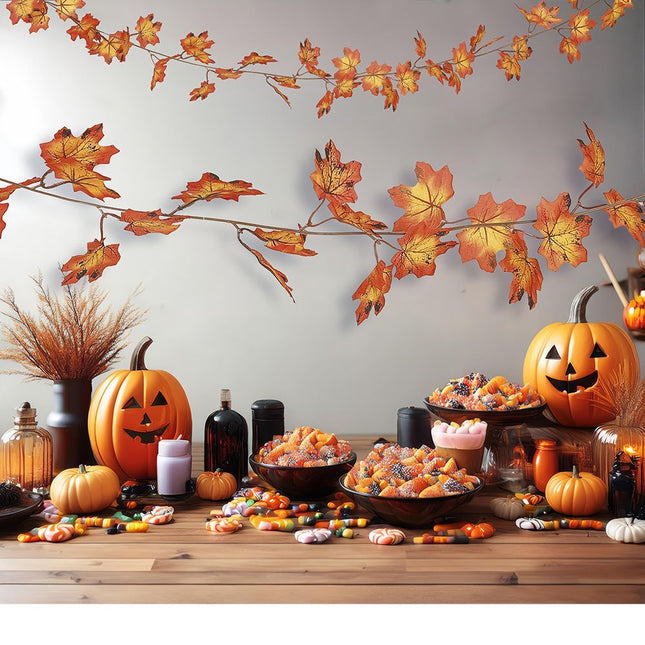 Oranssi kukkaseppele lehtien 1.9m