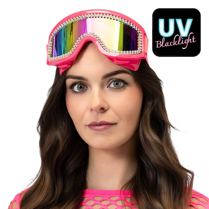 Party-laskettelulasit Rave neonvaaleanpunaiset UV