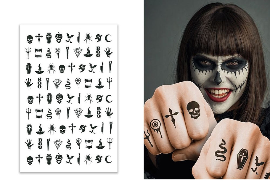 Halloween-teemainen goottityylinen tekotatuointi