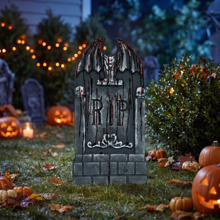 Halloween-hautakivi, harmaa, rip-kuvio, verinen, 42 cm