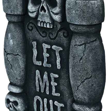 Halloween-hautakivi, harmaa, ”Päästä minut ulos”, 42 cm